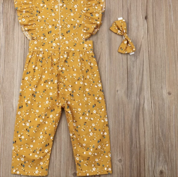 Fall Thanksgiving Dress Capri Jumpsuit Floral Spring  Girl Outfit Clothes Romper - Picture 4 of 5